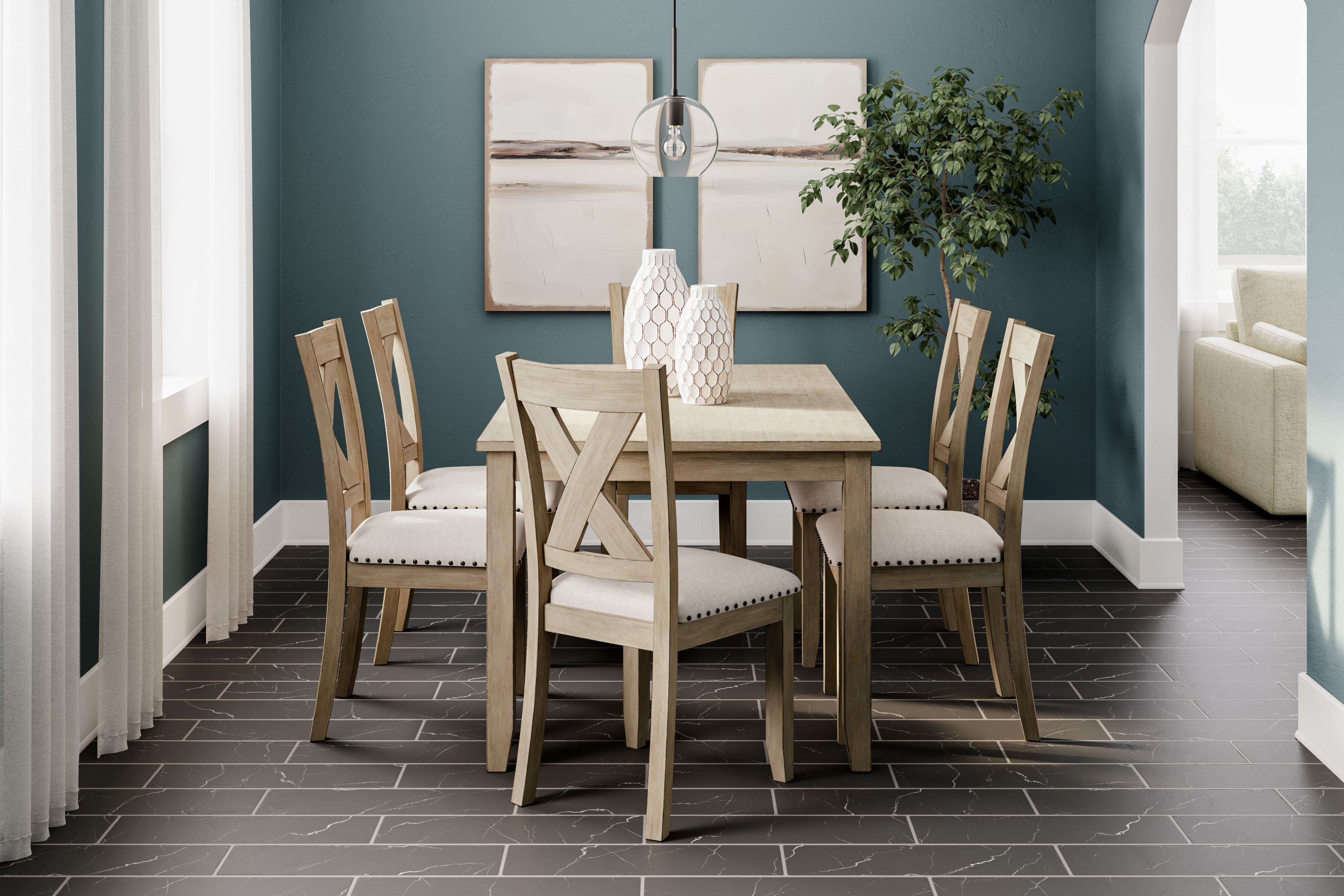image of a dining room with affordable table and chairs